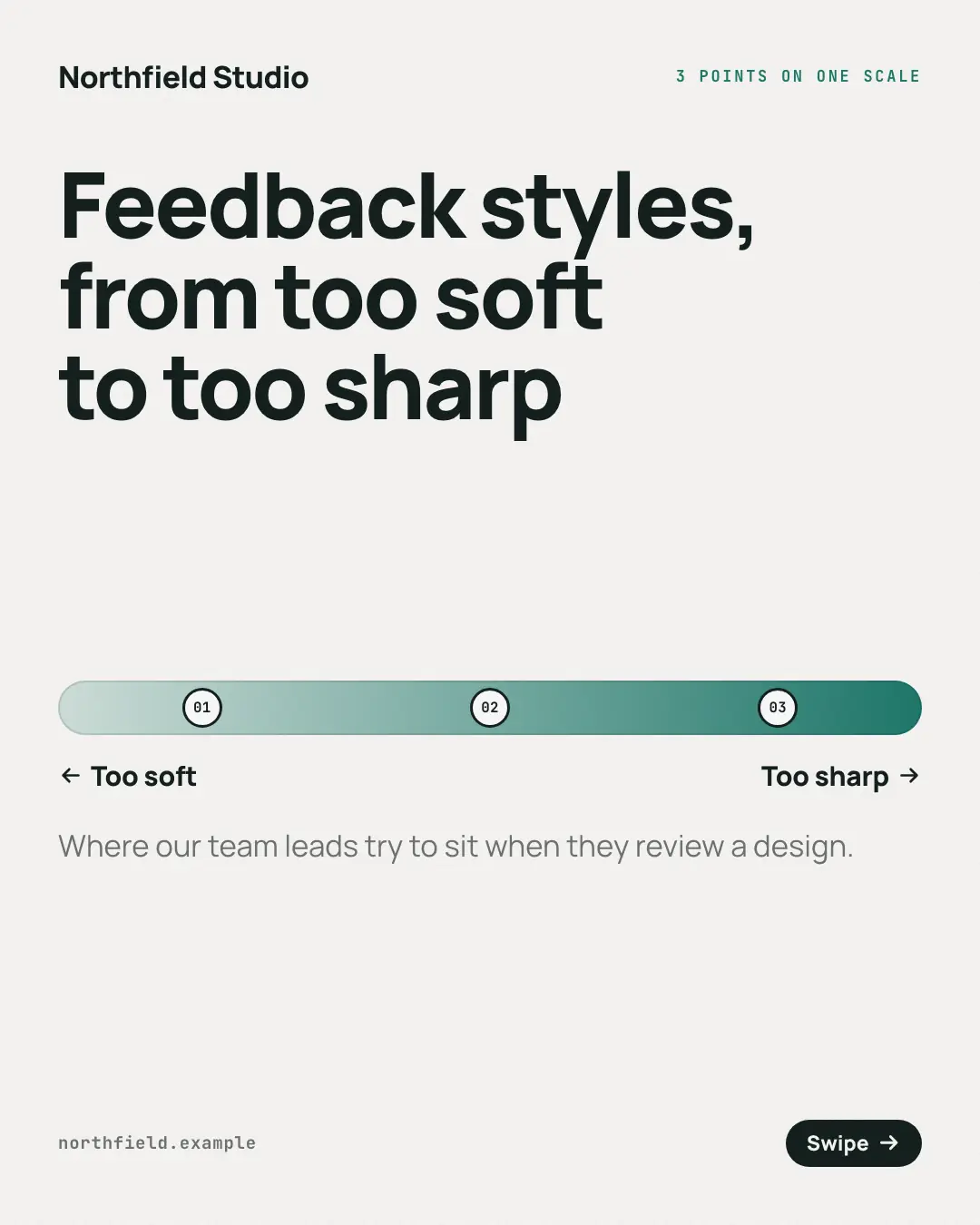 Sample Spectrum creative (Mental models template), shown on the fictional brand Northfield Studio