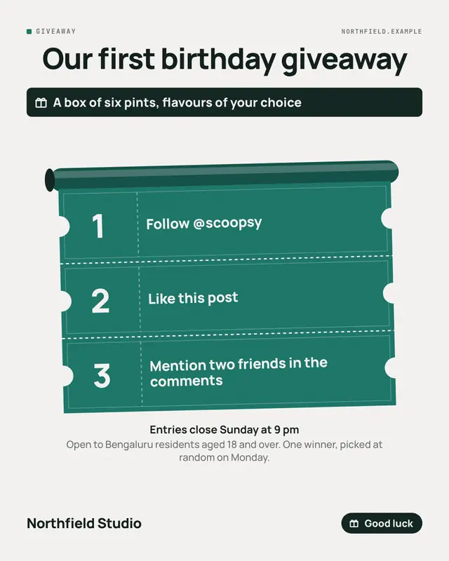 Giveaway — sample creative