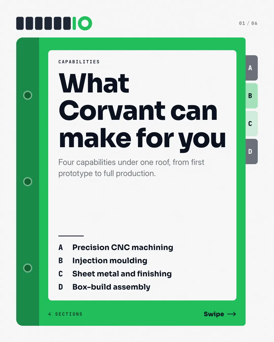 Sample Capabilities binder creative (Business decks template), shown on the fictional brand Northfield Studio