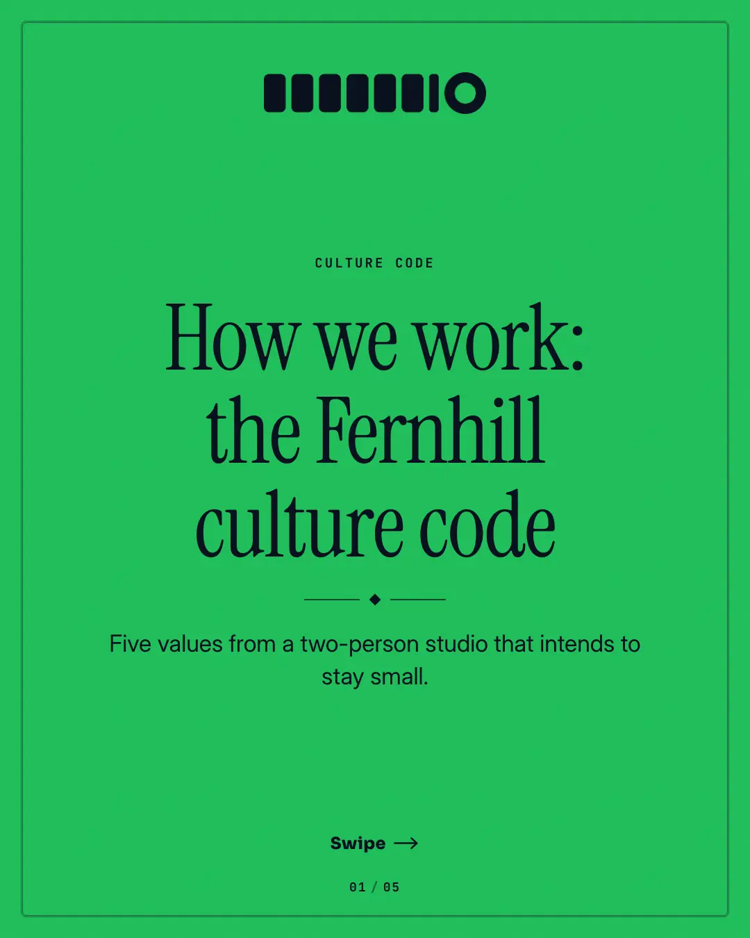 Sample Culture code creative (Business decks template), shown on the fictional brand Northfield Studio