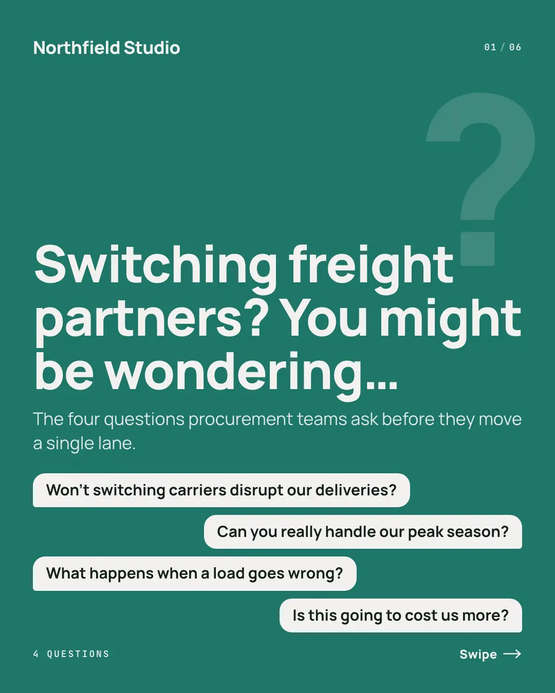 Sample Objection rebuttals creative (Business decks template), shown on the fictional brand Northfield Studio