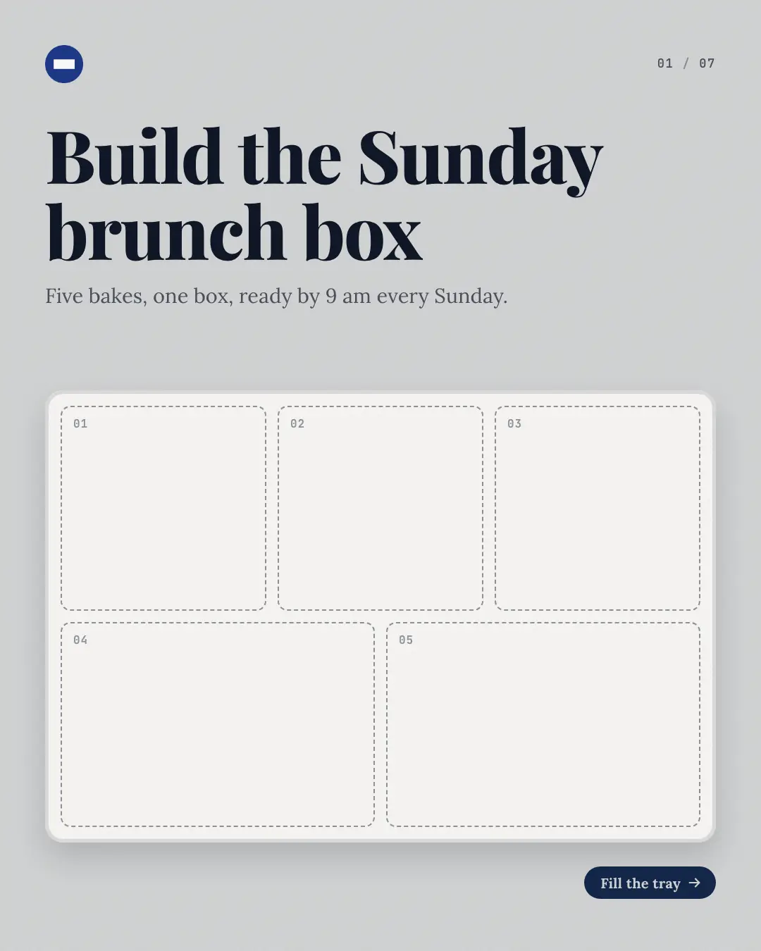 Sample Combo tray creative (Shopfront carousels template), shown on the fictional brand Northfield Studio