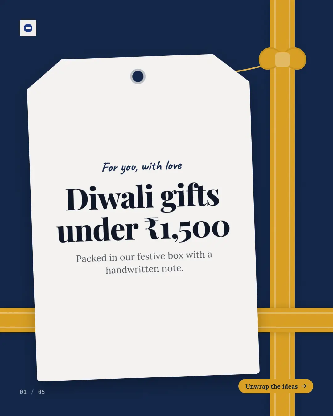 Sample Gift tags creative (Shopfront carousels template), shown on the fictional brand Northfield Studio