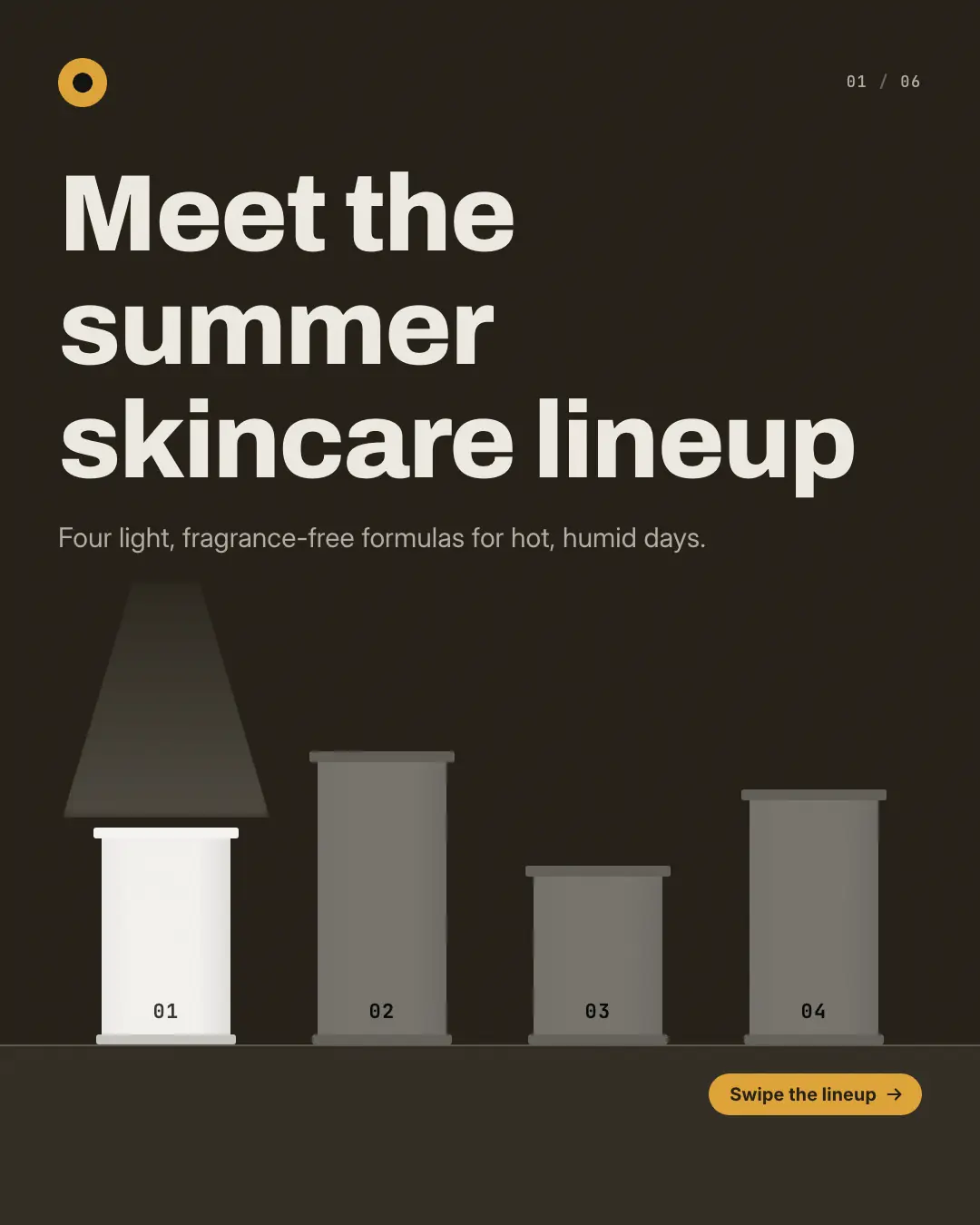 Sample Lineup on plinths creative (Shopfront carousels template), shown on the fictional brand Northfield Studio
