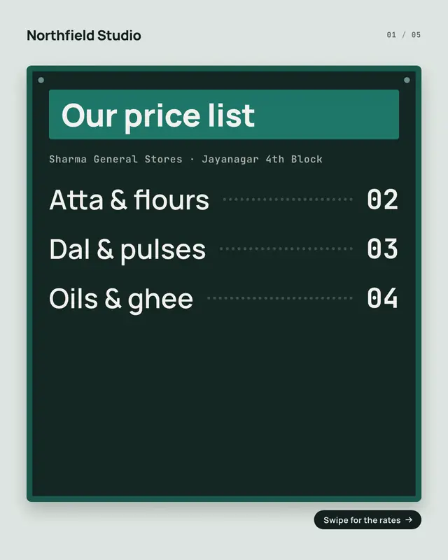 Wall price board — sample creative