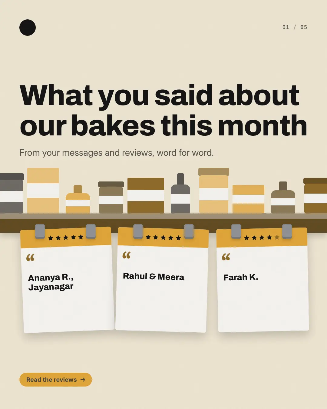 Sample Shelf-talker reviews creative (Shopfront carousels template), shown on the fictional brand Northfield Studio