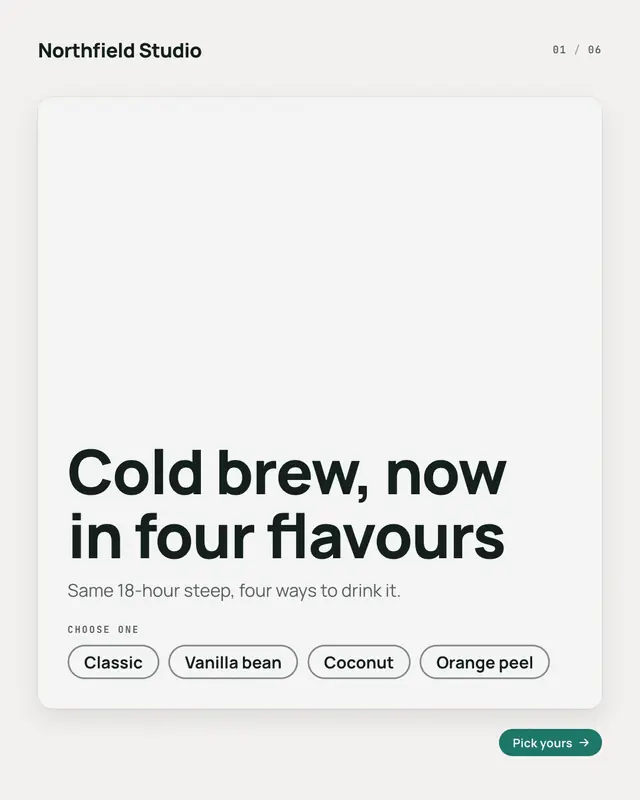 Variant picker — sample creative