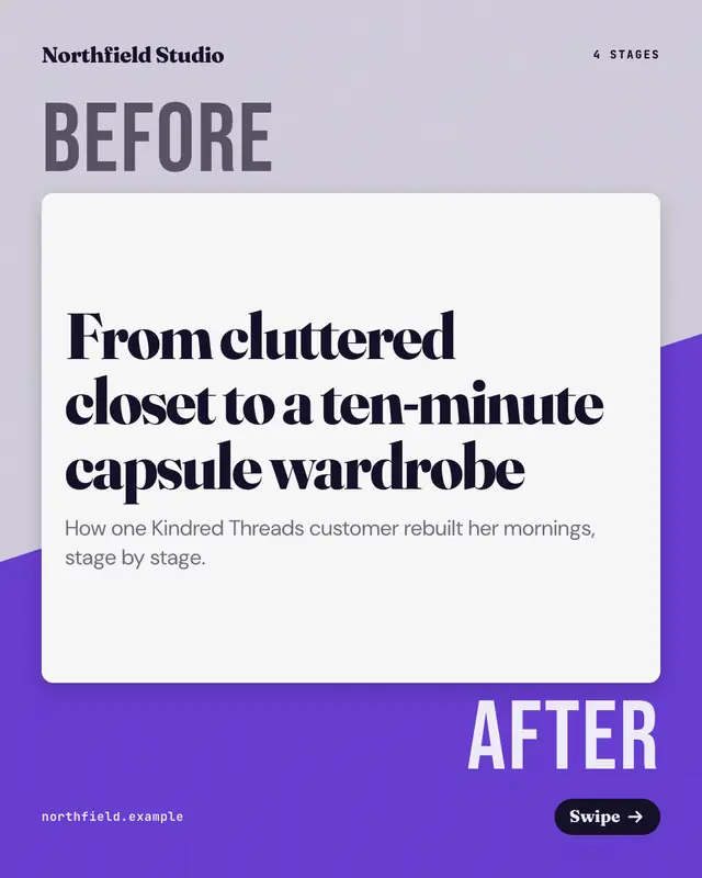 Before-to-after transformation — sample creative