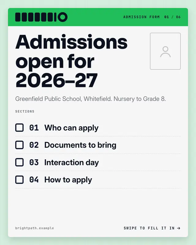 Admission form — sample creative