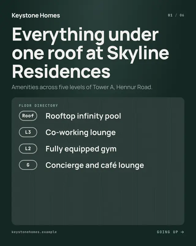 Amenities lift panel — sample creative