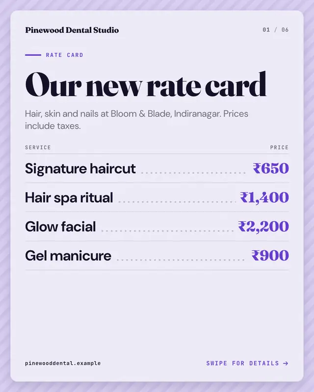 Rate card — sample creative