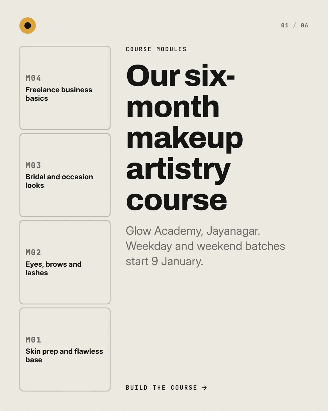 Sample Syllabus blocks creative (Front-desk carousels template), shown on the fictional brand Brightpath Coaching