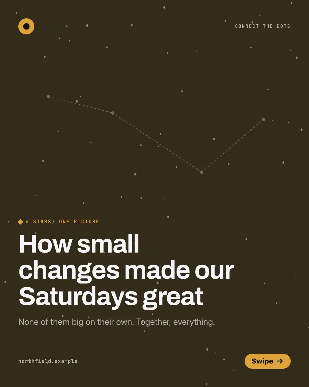 Sample Constellation of moments creative (Narrative decks template), shown on the fictional brand Northfield Studio