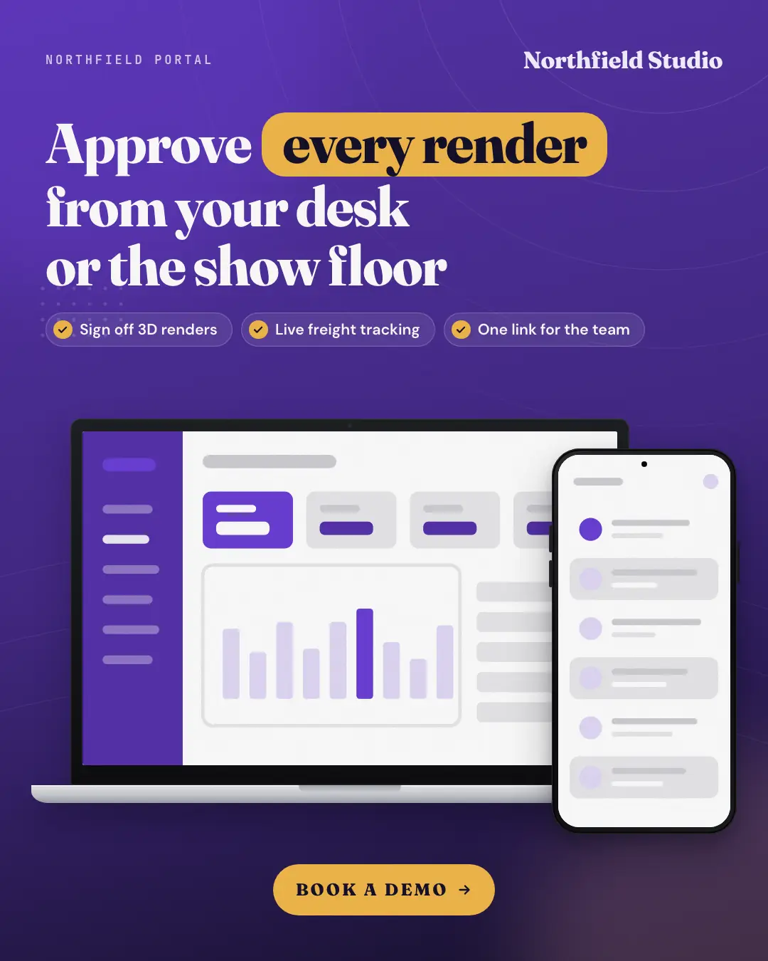 Sample Laptop + phone creative (Device mockups template), shown on the fictional brand Northfield Studio
