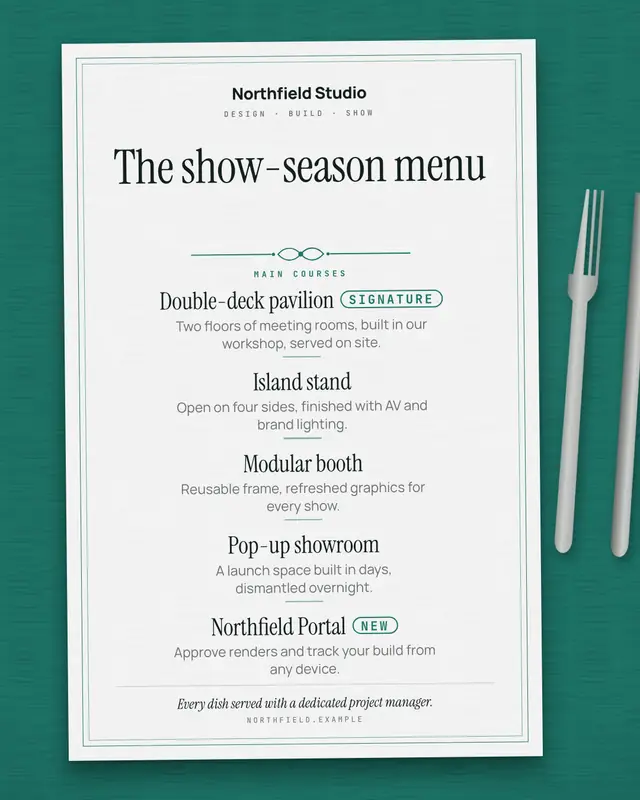 Restaurant menu — sample creative