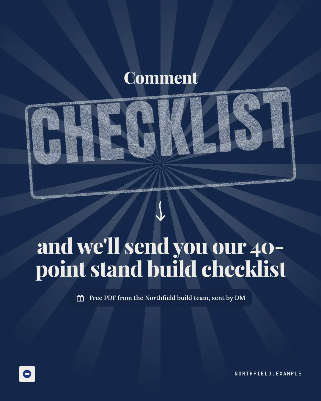 Sample Comment KEYWORD creative (Engagement template), shown on the fictional brand Northfield Studio