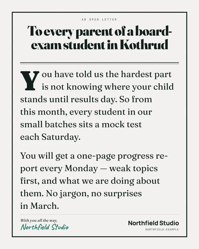Open-letter ad — sample creative