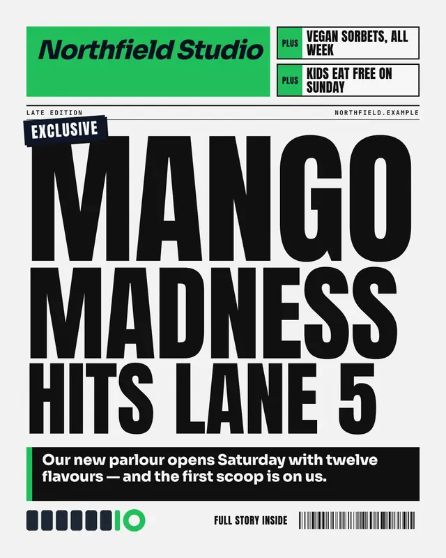 Tabloid splash — sample creative