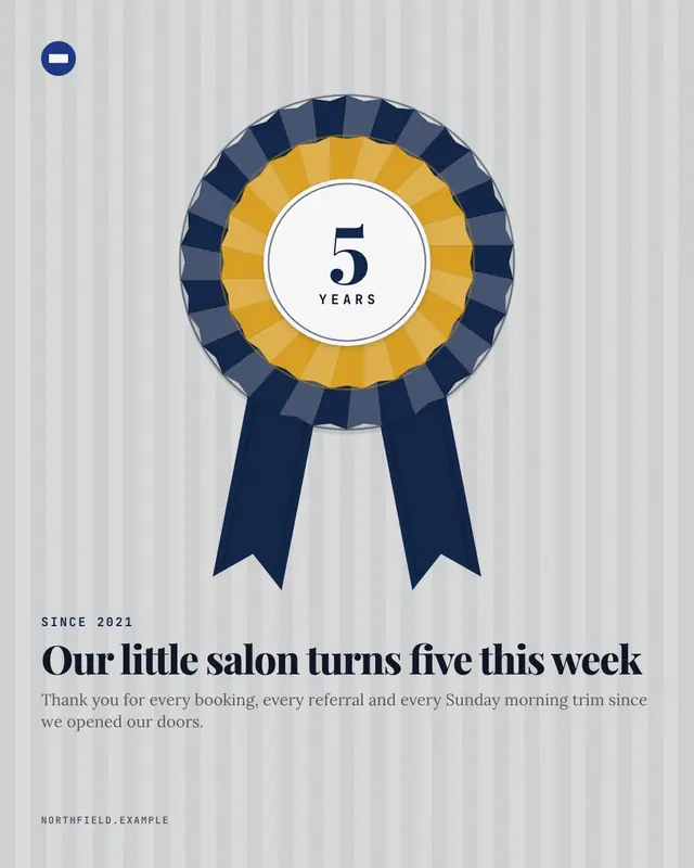 Years-in-business rosette — sample creative