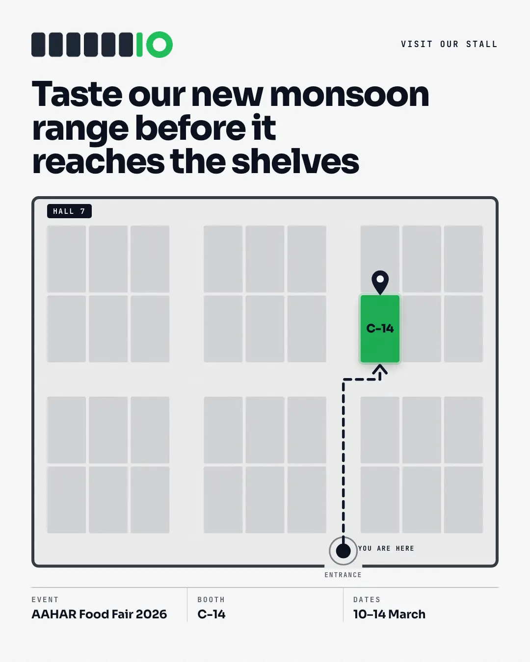 Sample Expo map creative (Live, on the day template), shown on the fictional brand Northfield Studio