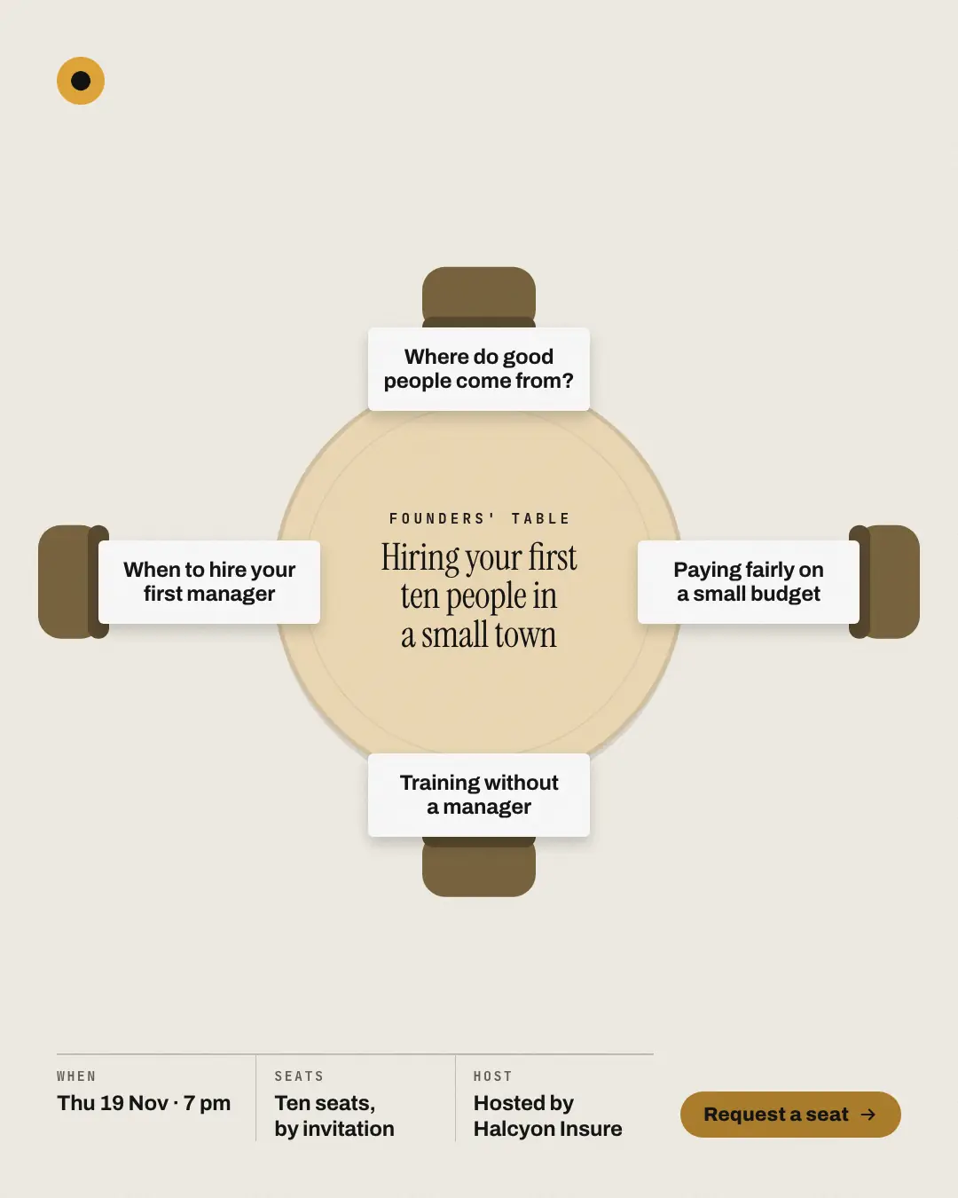 Sample Roundtable creative (Live, on the day template), shown on the fictional brand Northfield Studio