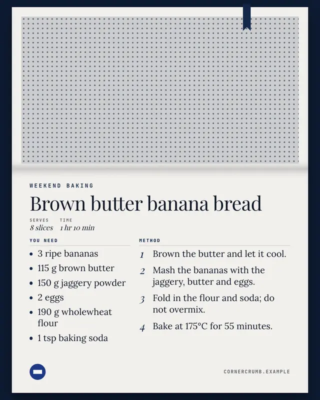 Cookbook page — sample creative