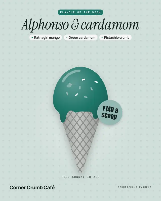 Waffle-cone flavour card — sample creative