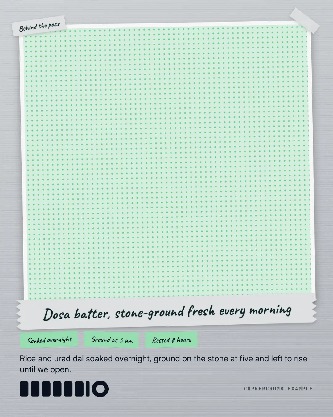Sample Chef's wall creative (Café & restaurant life template), shown on the fictional brand Corner Crumb Café