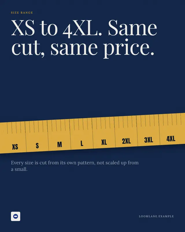 Size range — sample creative