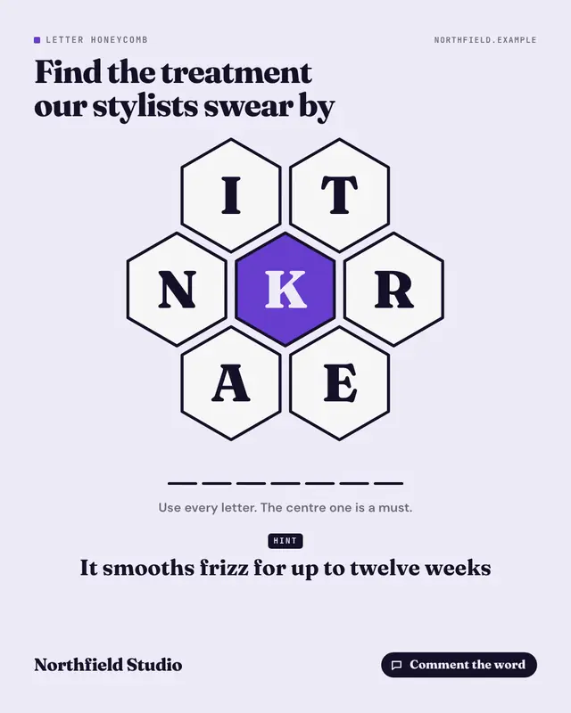 Word honeycomb — sample creative
