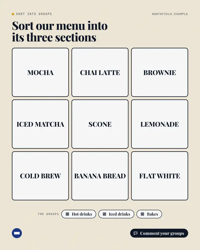 Sort the words — sample creative