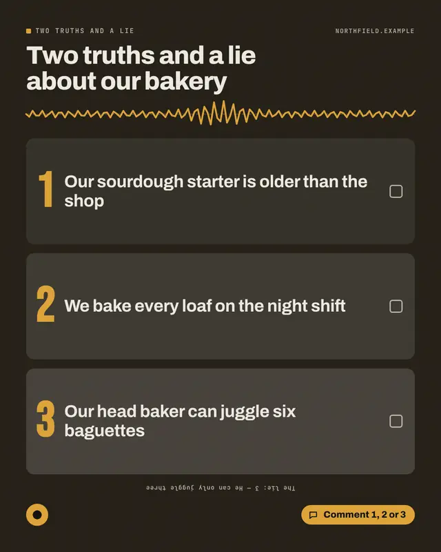 Two truths and a lie — sample creative