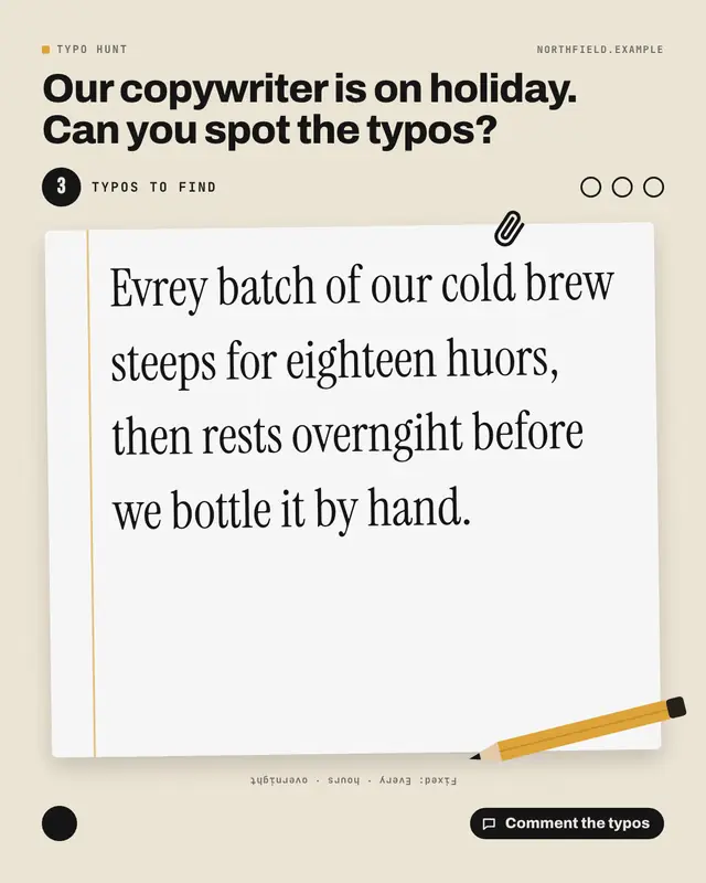 Typo hunt — sample creative