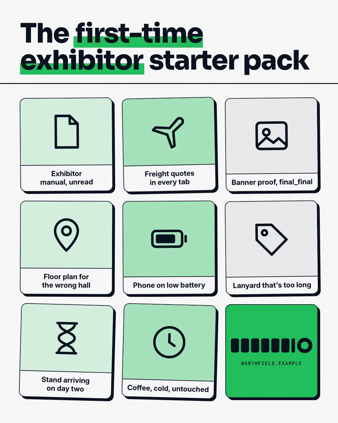 Sample Starter pack creative (Internet culture template), shown on the fictional brand Northfield Studio