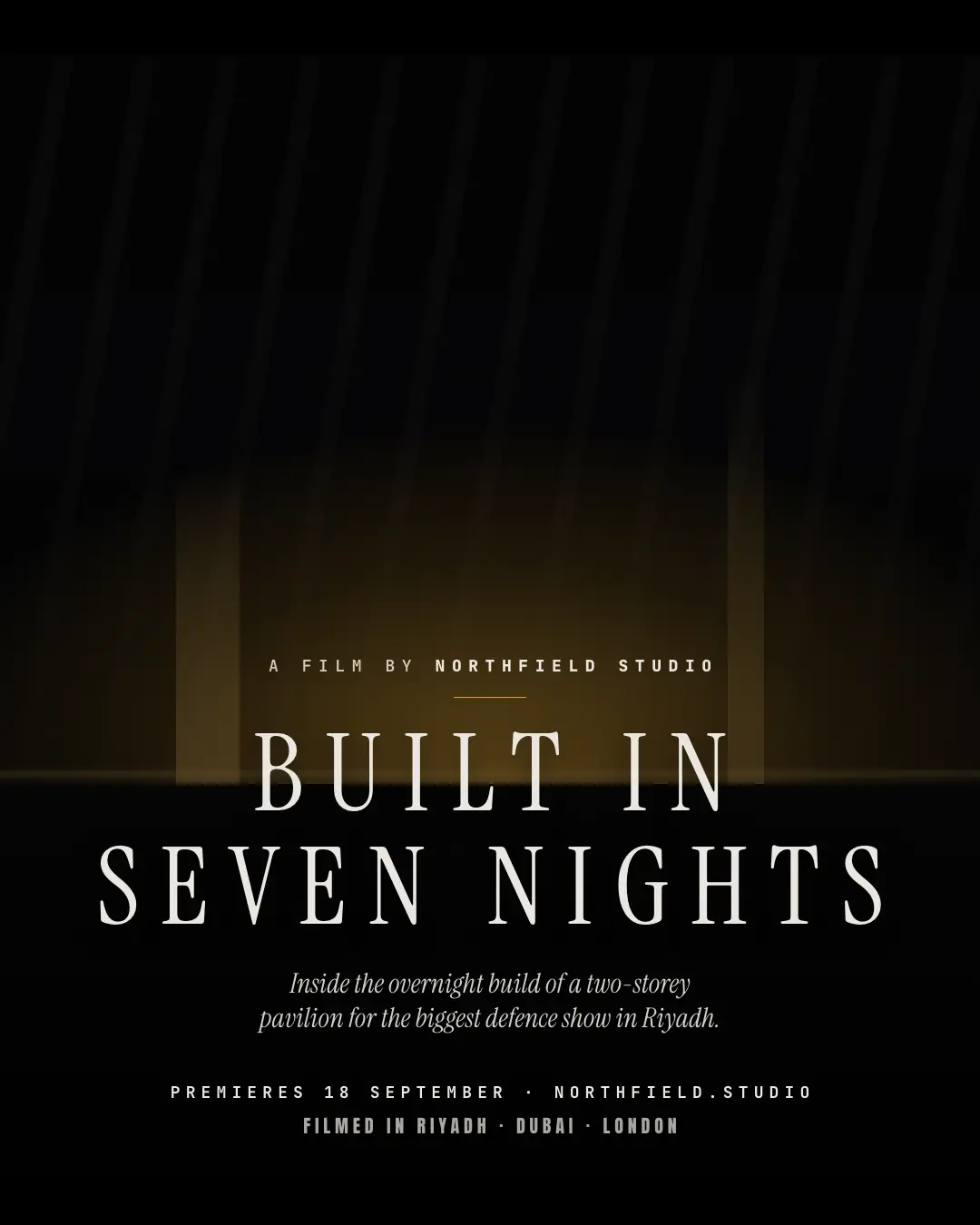 Sample Documentary title card creative (News & media template), shown on the fictional brand Northfield Studio