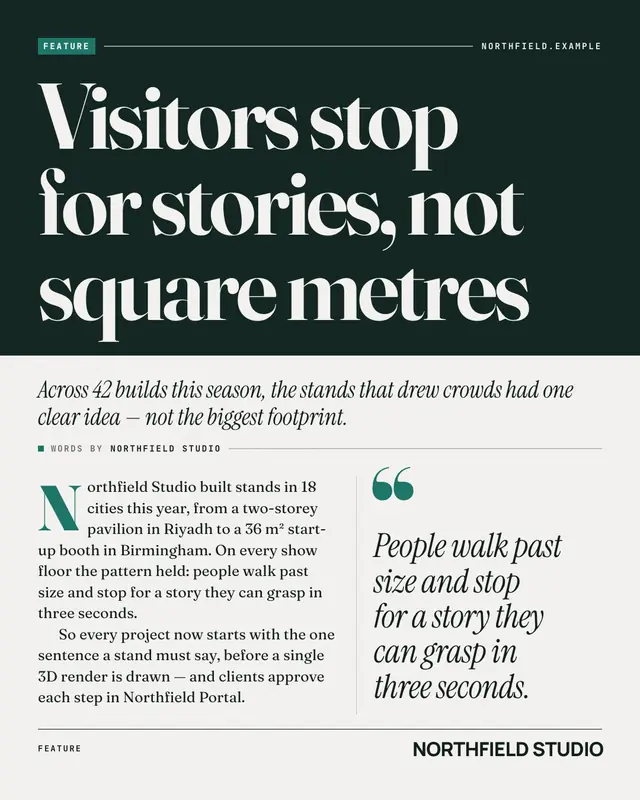 Magazine feature spread — sample creative