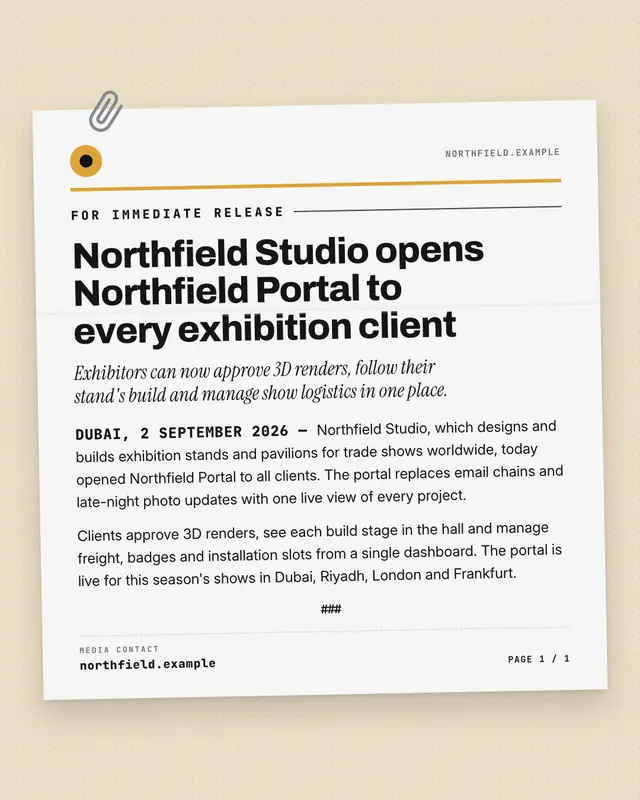 Press release — sample creative