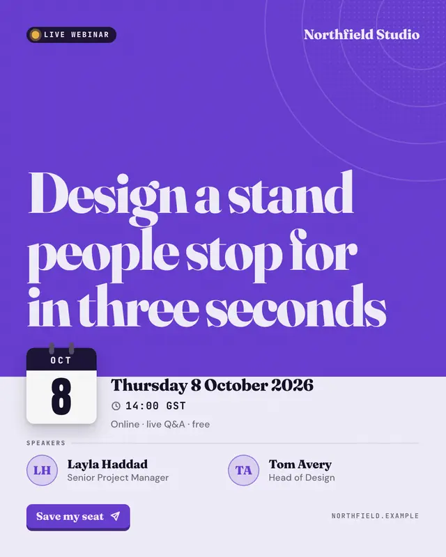 Webinar / event card — sample creative