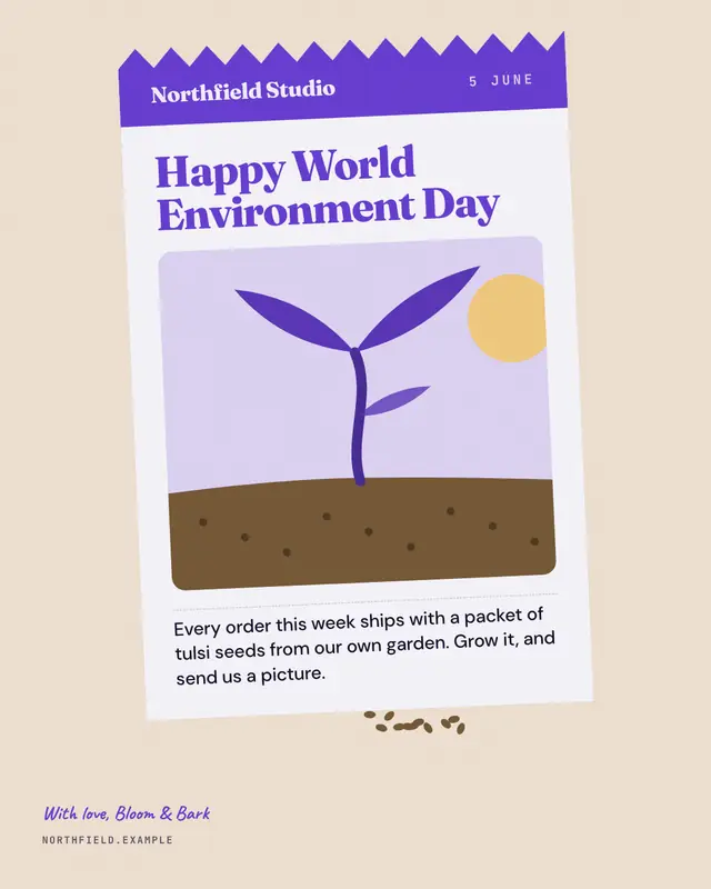 World Environment Day seed packet — sample creative