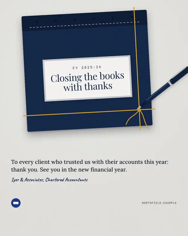Financial year-end ledger — sample creative