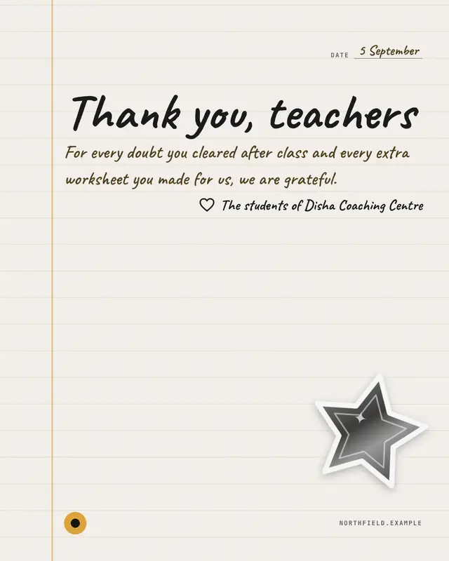 Teachers' Day gold star — sample creative
