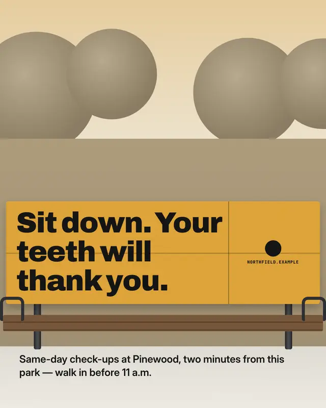 Bench backrest ad — sample creative
