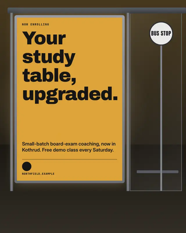 Bus-shelter poster — sample creative