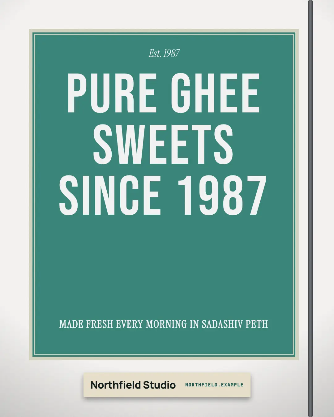 Sample Painted wall ad creative (Posters & OOH template), shown on the fictional brand Northfield Studio