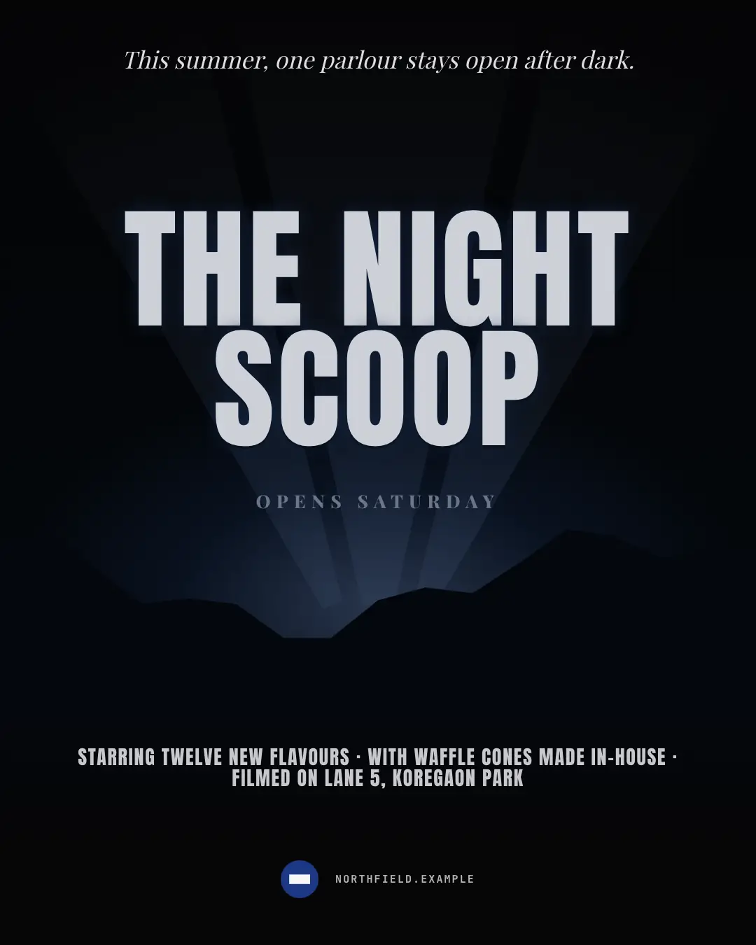 Sample Movie poster creative (Posters & OOH template), shown on the fictional brand Northfield Studio