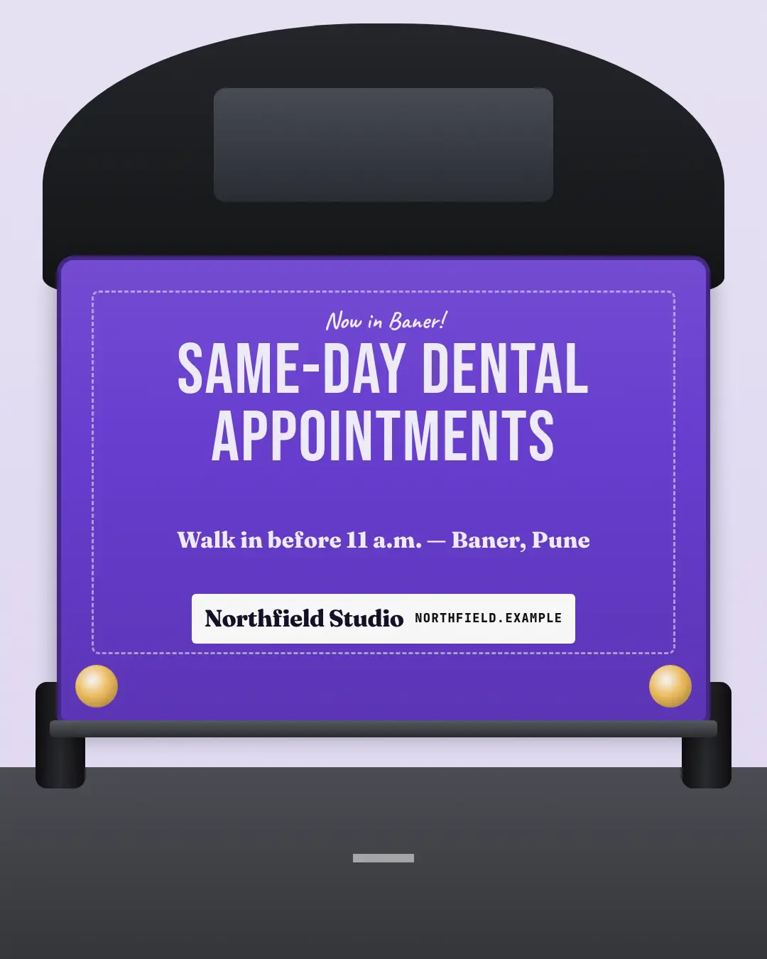 Sample Rickshaw ad creative (Posters & OOH template), shown on the fictional brand Northfield Studio