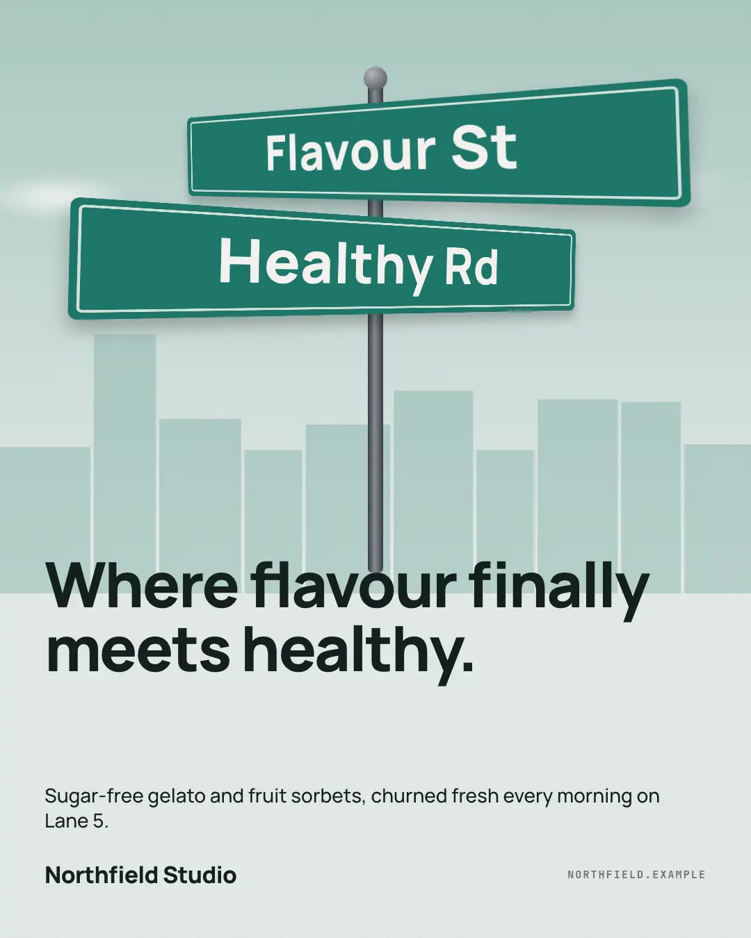 Sample Crossroads creative (Posters & OOH template), shown on the fictional brand Northfield Studio
