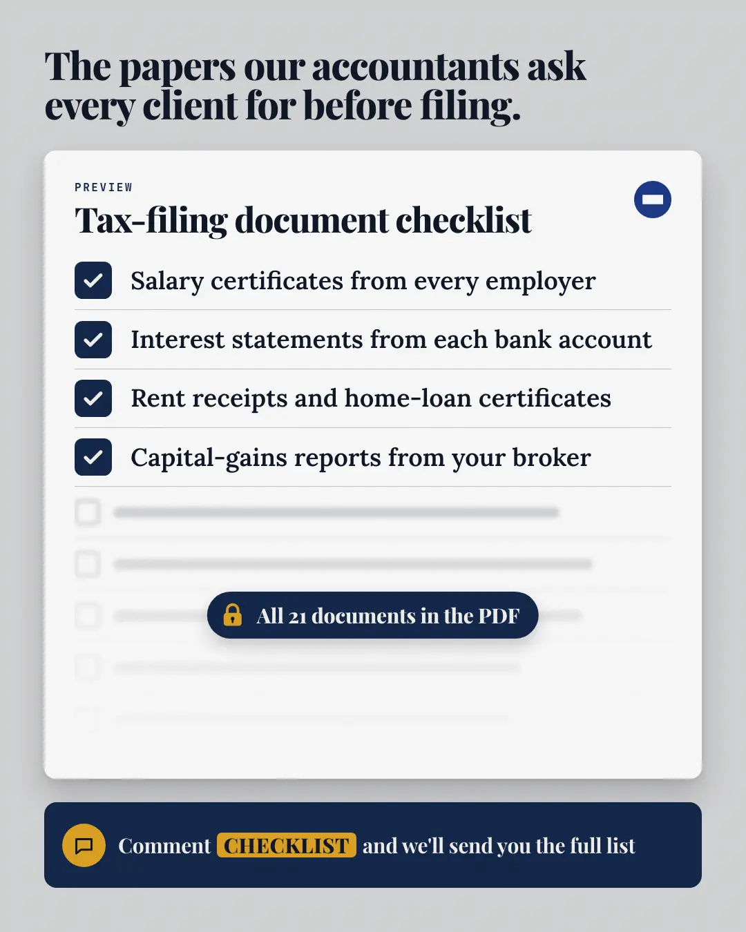 Sample Checklist preview creative (Lead-magnet teasers template), shown on the fictional brand Northfield Studio