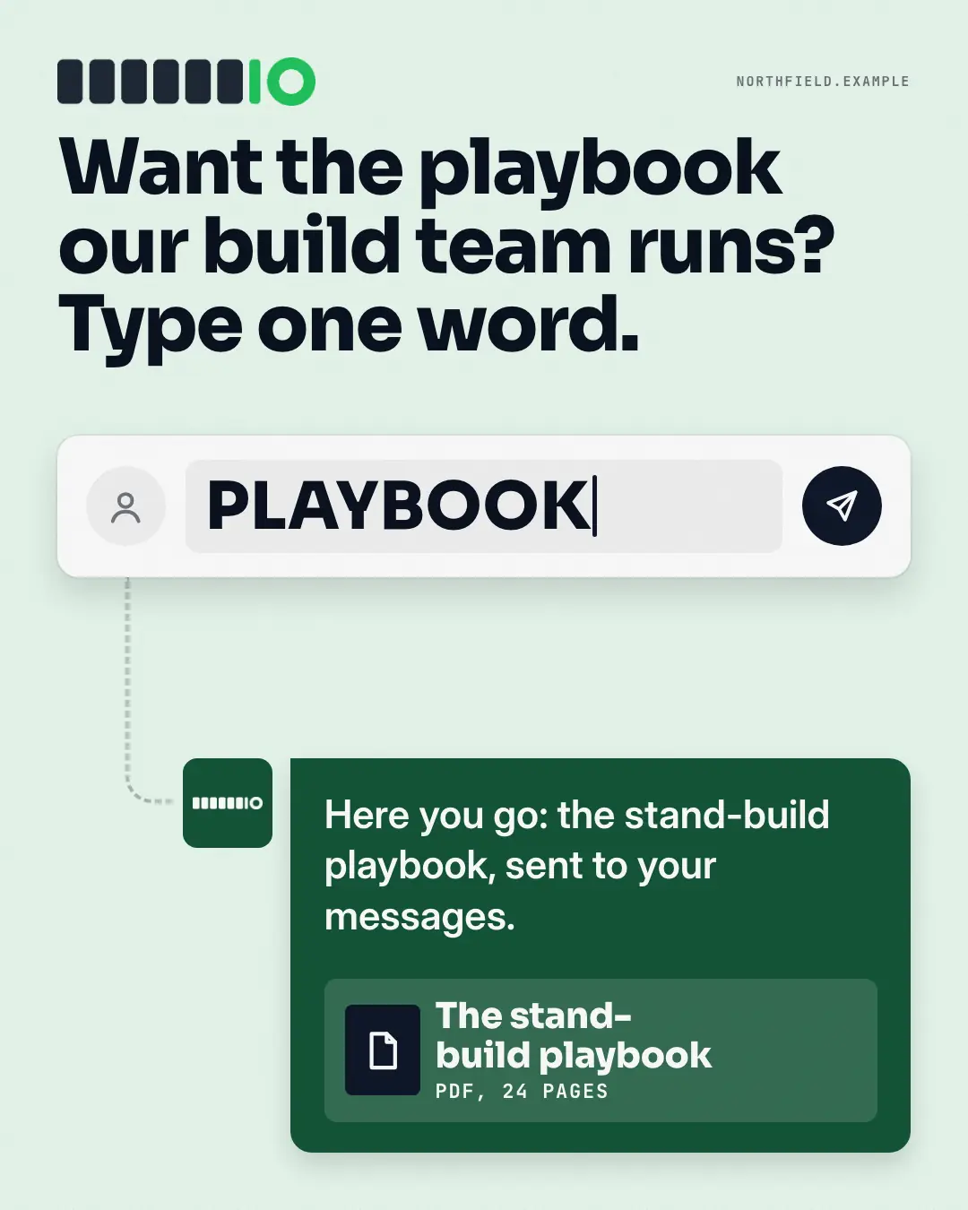 Sample Comment composer creative (Lead-magnet teasers template), shown on the fictional brand Northfield Studio
