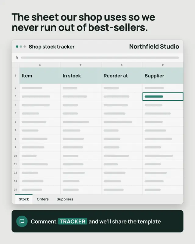 Spreadsheet template — sample creative
